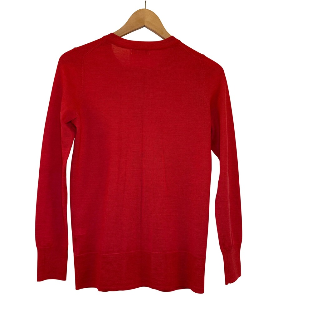 Gap 100% Wool Size S Red Crew Neck Button Front Cardigan Sweater Women - Picture 5 of 7